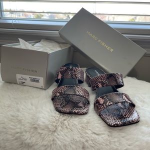 Marc Fisher Pink Snake Sandals Size 7.5